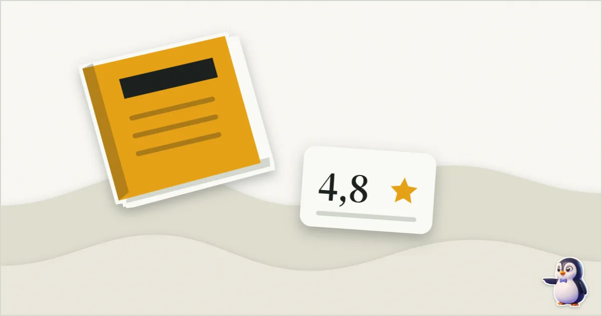 Illustration en papier découpé : annuaire papier et une note de 4,8.
